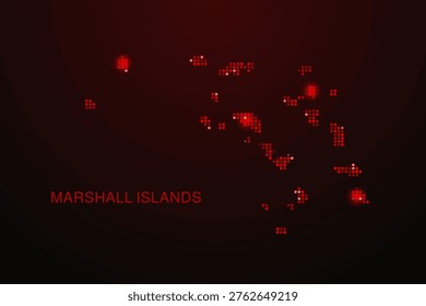 Marshall Islands Map - Digital dotted map with glowing red points on dark background, modern technology style, abstract data network design, clean minimal vector illustration.