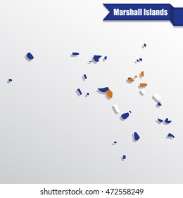 Marshall Islands map with flag inside and ribbon