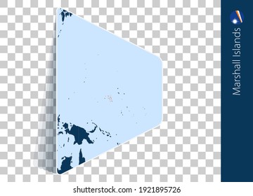 Mapa y bandera de las Islas Marshall sobre un fondo transparente. Destacó a las Islas Marshall en el mapa del vector azul.