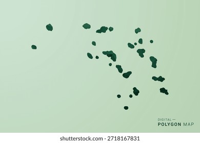 Mapa de las Islas Marshall - Ilustración vectorial de estilo polígono verde, diseño geométrico de bajo poliéster con silueta limpia sobre fondo verde suave.