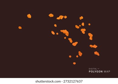 Marshall Islands Map - low poly polygon vector, geometric triangulated silhouette in orange and dark brown tones, clean modern infographic style, isolated background.
