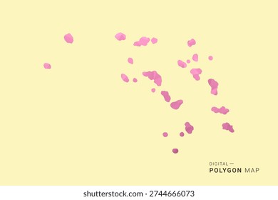 Marshall Islands Map - Low poly polygon map design in soft pink pastel gradient on beige background, modern minimal geometric style, clean digital vector illustration.