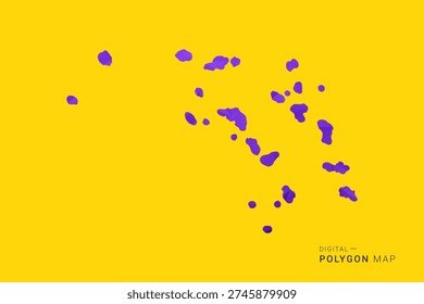 Marshall Islands Map - Low poly polygon map in vibrant purple gradient on bold yellow background, modern minimal geometric style, clean digital vector illustration.