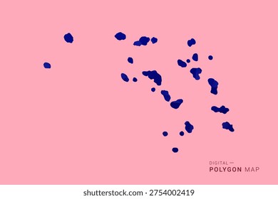 Marshall Islands Map - Low poly polygon map in deep blue gradient on soft pink pastel background, modern minimal geometric design, clean digital vector illustration.