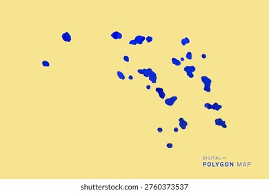 Marshall Islands Map - Low poly polygon map in deep blue gradient on soft beige background, modern minimal geometric design, clean abstract vector illustration with faceted triangulated style.