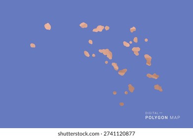 Marshall Islands Map - Orange Polygon Vector Illustration on Deep Blue Background, Low Poly Geometric Design, Modern Abstract Country Silhouette for Infographics and Presentation Use.