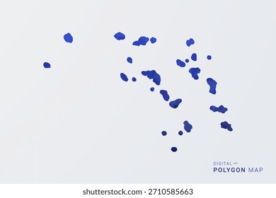 Mapa das Ilhas Marshall - Ilustração de vetor estilo polígono em gradiente azul profundo, projeto geométrico de baixa poly, Silhueta limpa isolada no fundo branco para infográficos.
