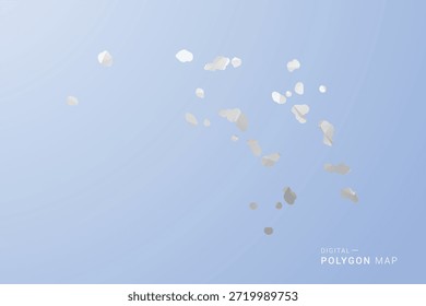 Marshall Islands Map - polygon style vector illustration in gray, white and blue tone, low-poly geometric design, minimal silhouette, suitable for infographic and modern design.