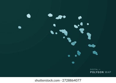 Mapa de las Islas Marshall - Ilustración vectorial de estilo polígono en diseño geométrico de bajo poli verde y azul, silueta mínima limpia para infografía.