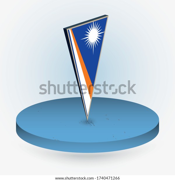 マーシャル諸島の地図 丸いアイソメスタイル と三角形の3d国旗 青の色のベクター画像地図 のベクター画像素材 ロイヤリティフリー 1740471266