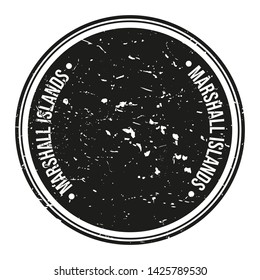 Marshall Islands Map Symbol. Round Design Stamp Travel and Business Vector.