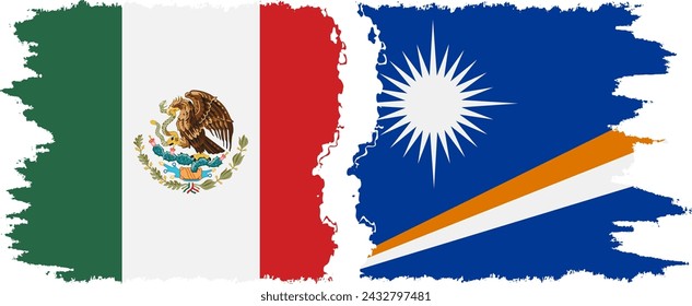 Islas Marshall y México grunge banderas de conexión, vector