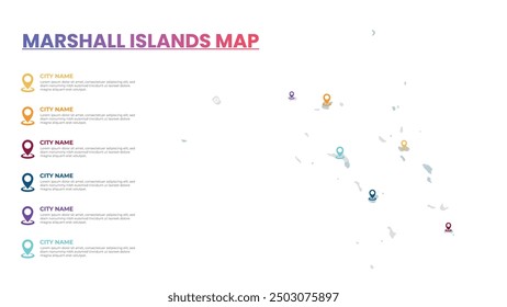 Marshall Islands Modern Map Infographic Template, Detailed infographic map of Marshall Islands Popular City