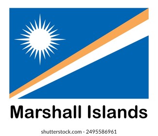 Marshall Islands national flag. Banner, state symbol, flagpole.