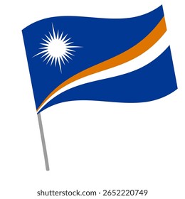 Bandeira nacional das Ilhas Marshall flutua com mastro
