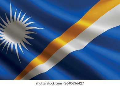 Marshall Islands national flag waving in the wind, realistic detailed silk texture