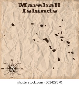 Marshall Islands old map with grunge and crumpled paper. Vector illustration