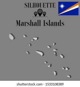 Marshall Islands outline world map silhouette vector illustration, creative design background, national country flag, design element, symbols from countries all continents set.