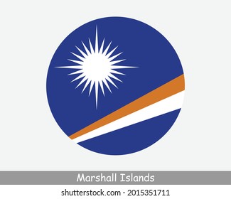 Marshall Islands Round Circle Flag. Marshallese Circular Button Banner Icon. EPS Vector