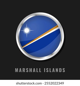 Ilhas Marshall em volta da bandeira nacional. Bandeira brilhante circular das Ilhas Marshall.