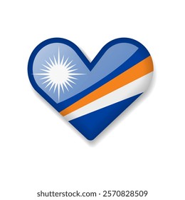 Marshall Islands - Shiny Flag in the Form of Heart. Vector Illustration.