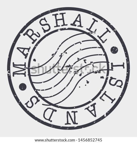 Marshall Islands Stamp Postal. Map Silhouette Seal. Passport Round Design. Vector Icon. Design Retro Travel.