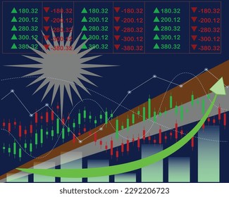 Marshall islands stock increase in market vector concept design with Marshall islands flag background.