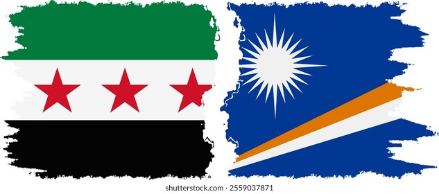 Marshall Islands and Syrian Revolution grunge flags connection, vector