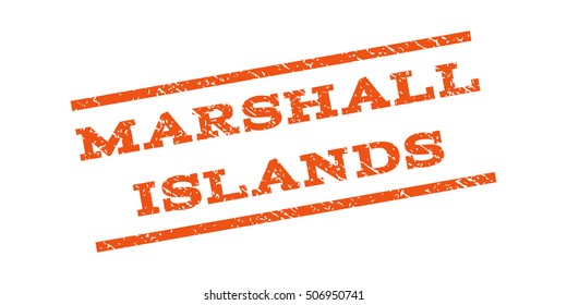 Marshall Islands watermark stamp. Text caption between parallel lines with grunge design style. Rubber seal stamp with dirty texture. Vector orange color ink imprint on a white background.