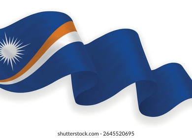 Marshall Islands waving flag with bright colors on clean background