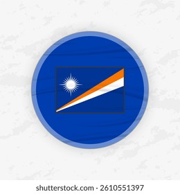 Marshallese Flag in a Circular Emblem Design, Abstract Round Sticker Illustration. This high-quality vector graphic is perfect for use in patriotic designs, international events, sport competitions.