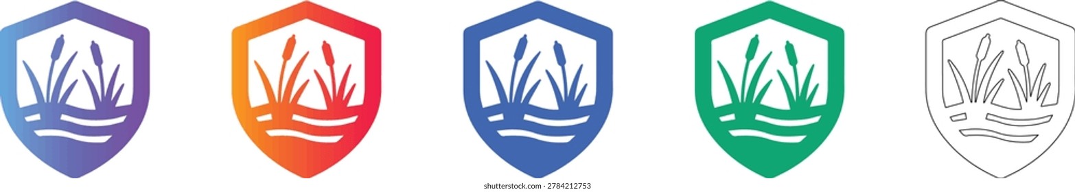 Marshland Conservation Shield Icon Set vol 3315