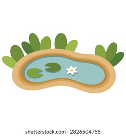 Marshland with plants and water environment isolated vector illustration on white background