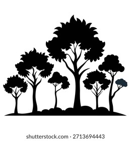 Marshland trees silhouette. Forest area for ecological balance.