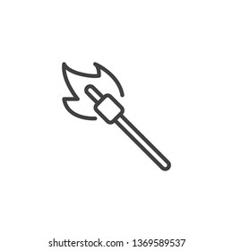 Marshmallow barbecue line icon. linear style sign for mobile concept and web design. Marshmallow on a wooden stick roasting on fire outline vector icon. Symbol, logo illustration. Pixel perfect vector