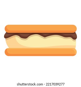 Marshmallow biscuit icon cartoon vector.Sweet campfire. Space food