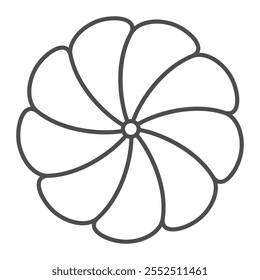 Icono de línea delgada de bollo de malvavisco, concepto de panadería. Gráficos de Vector. Signo del merengue en el fondo blanco, icono del estilo del contorno para el móvil o el Diseño web