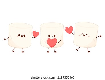 Marshmallow Cartoon. Marshmallow Character Design. Marshmellow Cartoon In Valentine's Day.