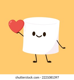 Marshmallow cartoon. marshmallow character design. Marshmellow cartoon in Valentine's day.