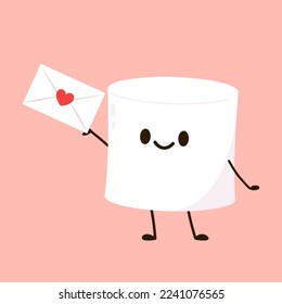 Marshmallow cartoon. marshmallow character design. Marshmellow cartoon in Valentine's day.