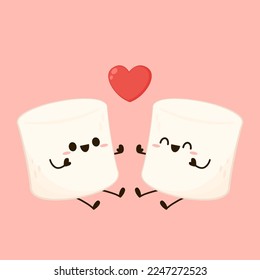 Marshmallow cartoon. marshmallow character design. Marshmellow cartoon in Valentine's day.