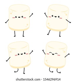Marshmallow cartoon. marshmallow character design. set.