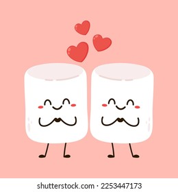 Marshmallow cartoon. marshmallow character design. Marshmallow in valentine's day.