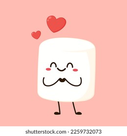 Marshmallow cartoon. marshmallow character design. Marshmallow in valentine's day.