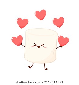 Marshmallow cartoon. marshmallow character design. Marshmallow in valentine's day.