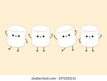 Marshmallow cartoon. marshmallow character design. Marshmallow vector.