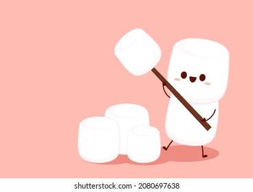 Marshmallow cartoon. marshmallow character design. Marshmallow vector.