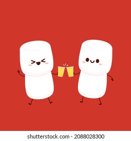 Caricatura de malvavisco. diseño de caracteres malvavisco. Vector malvavisco.