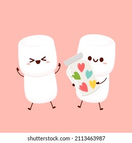 Marshmallow cartoon. marshmallow character design. Marshmallow vector.