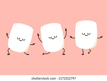 Marshmallow cartoon. marshmallow character design. Marshmallow vector.